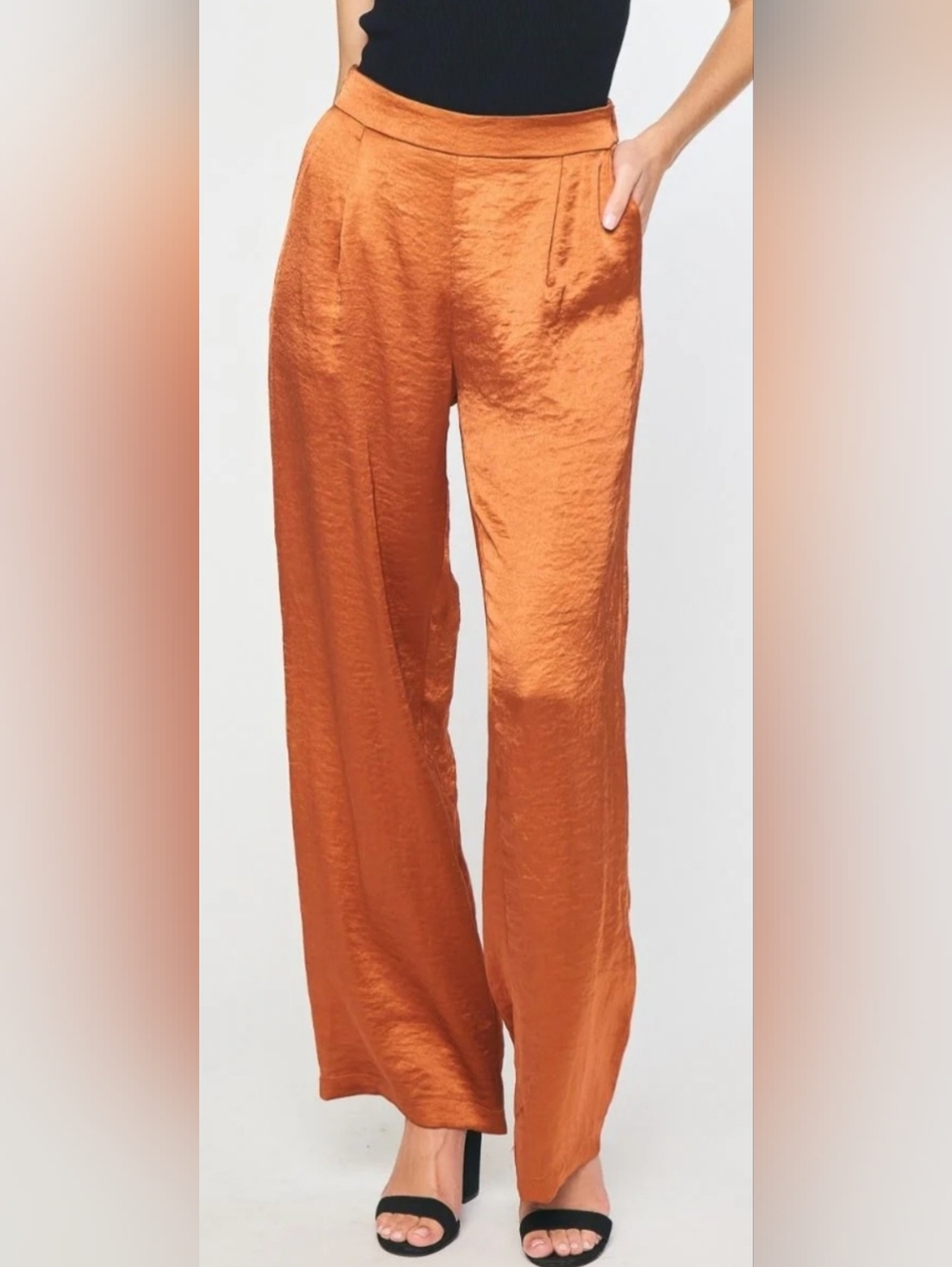 Entro brand wide-leg, satin trousers feature a pleated front design STUNNING NWT